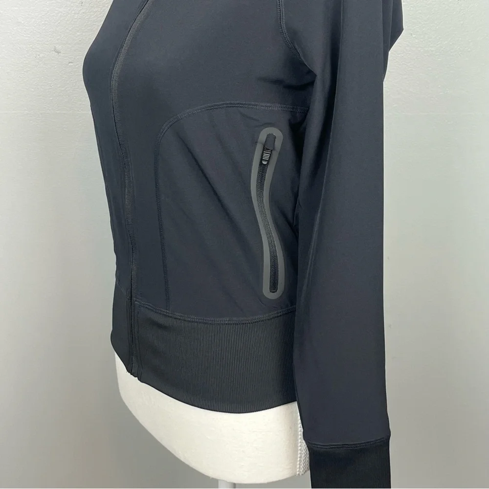 Jo + Jax black Restart full zip back logo jacket, size adult XXS.